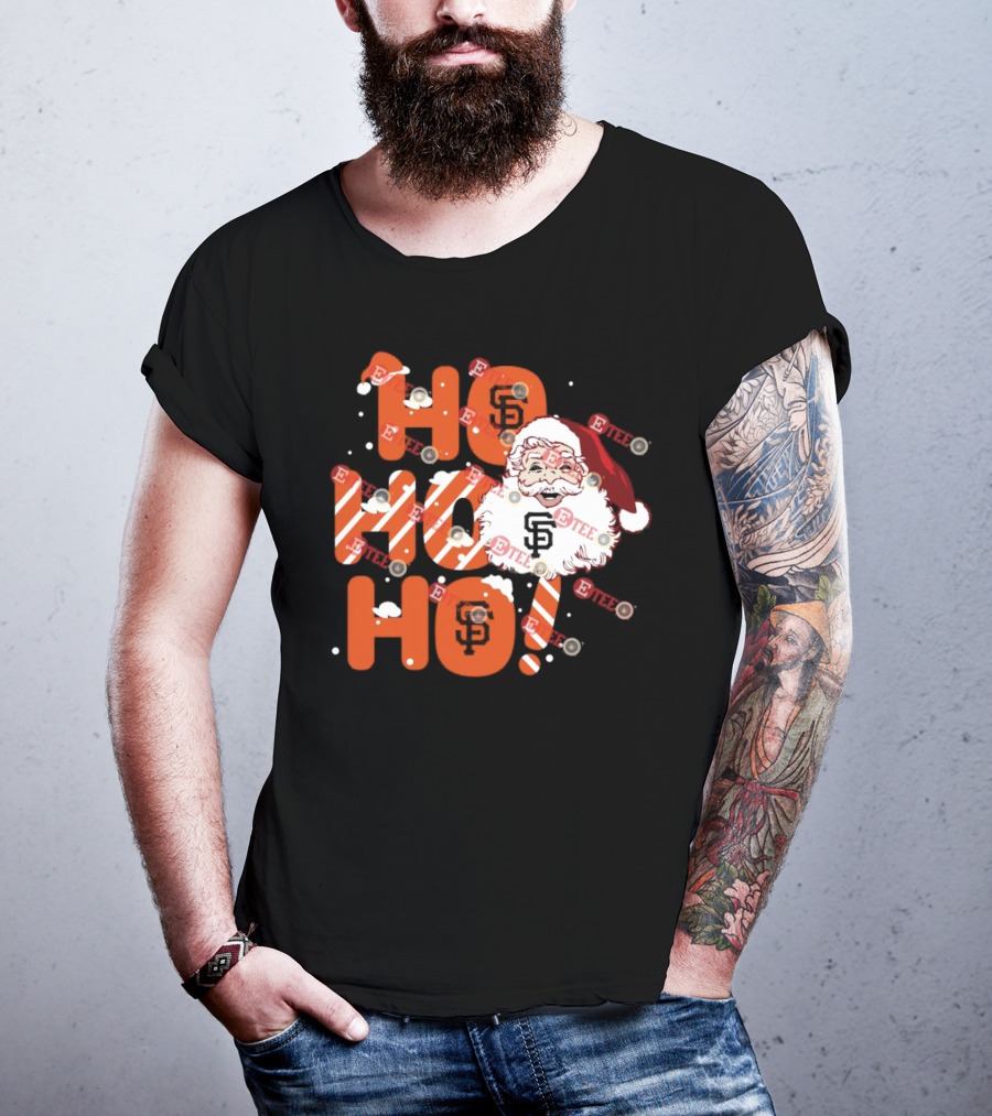 San Francisco Giants Santa Claus Ho Ho Ho Christmas Snowflakes Santa Hat T-Shirt