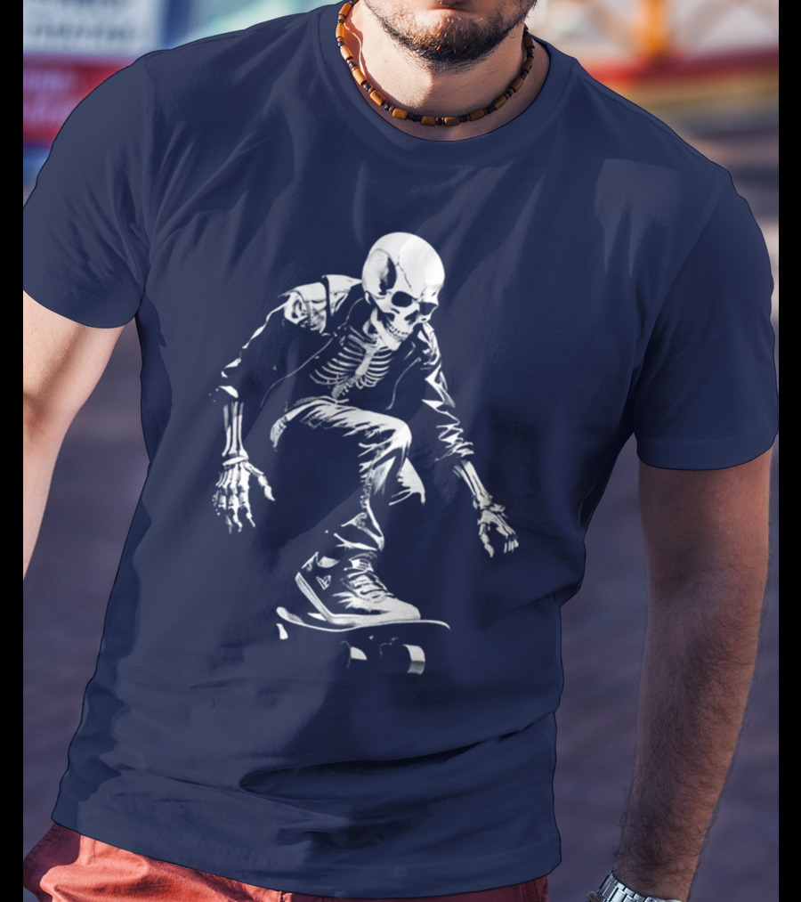 Skeleton Skateboarder Cool Iconic Street Style Skater Pose T-Shirt