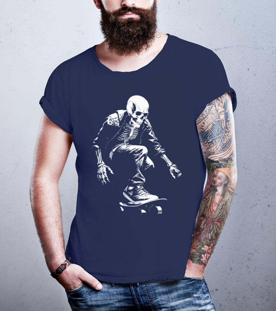 Skeleton Skateboarder Cool Iconic Street Style Skater Pose T-Shirt