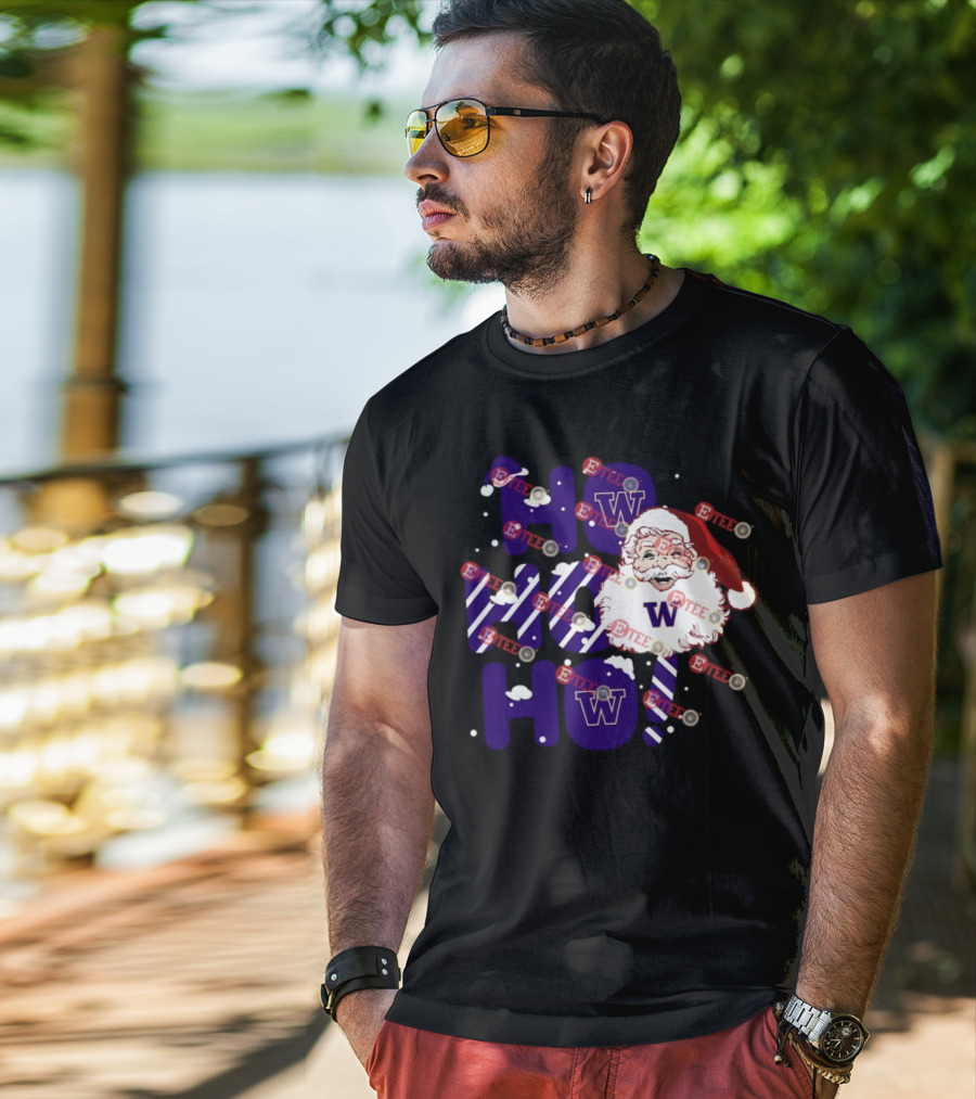 Washington Huskies Ho Ho Ho Santa Claus Christmas T-Shirt