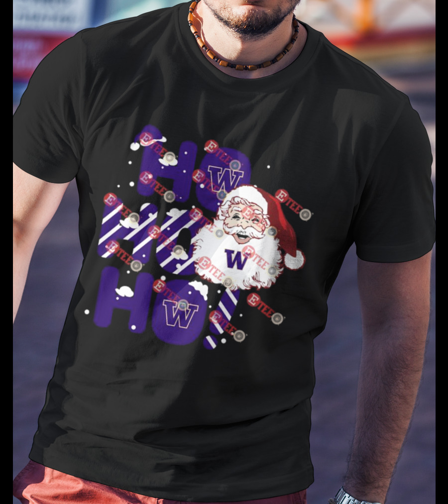 Washington Huskies Ho Ho Ho Santa Claus Christmas T-Shirt