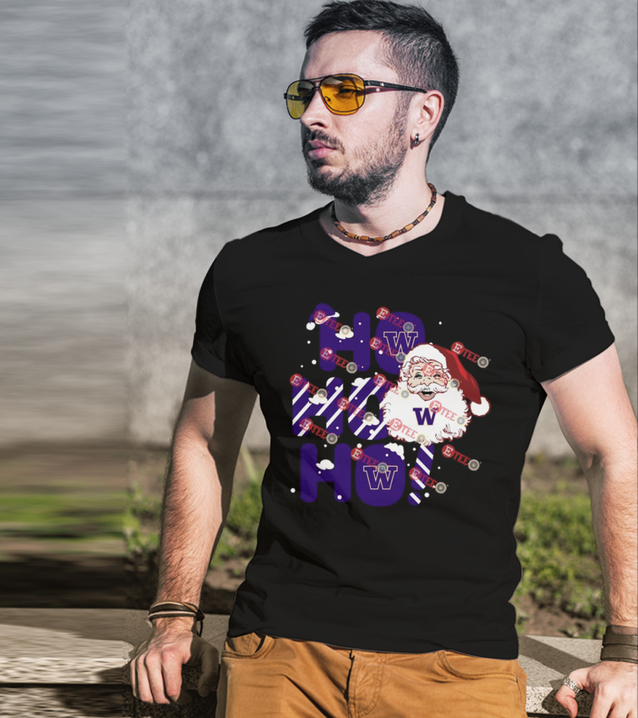 Washington Huskies Ho Ho Ho Santa Claus Christmas T-Shirt
