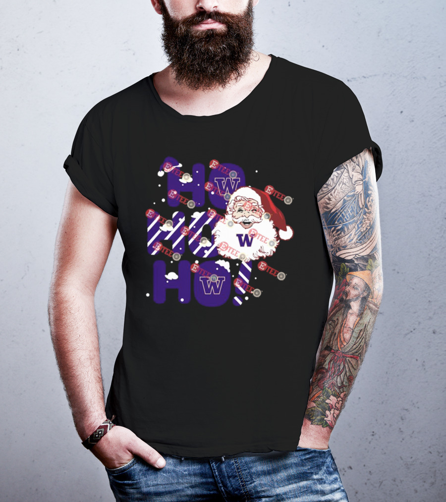 Washington Huskies Ho Ho Ho Santa Claus Christmas T-Shirt
