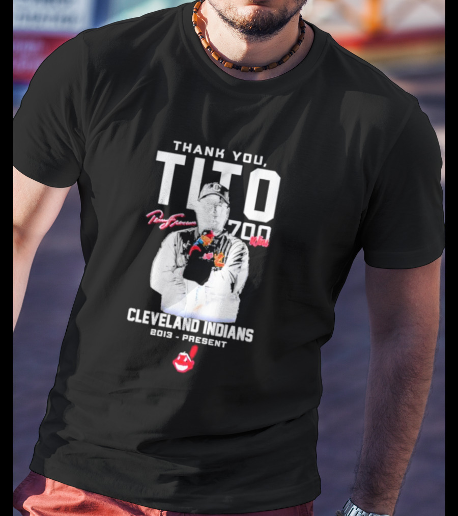 Thank You Tito Terry Francona 700 Wins Cleveland Indians 2013-Present T-Shirt