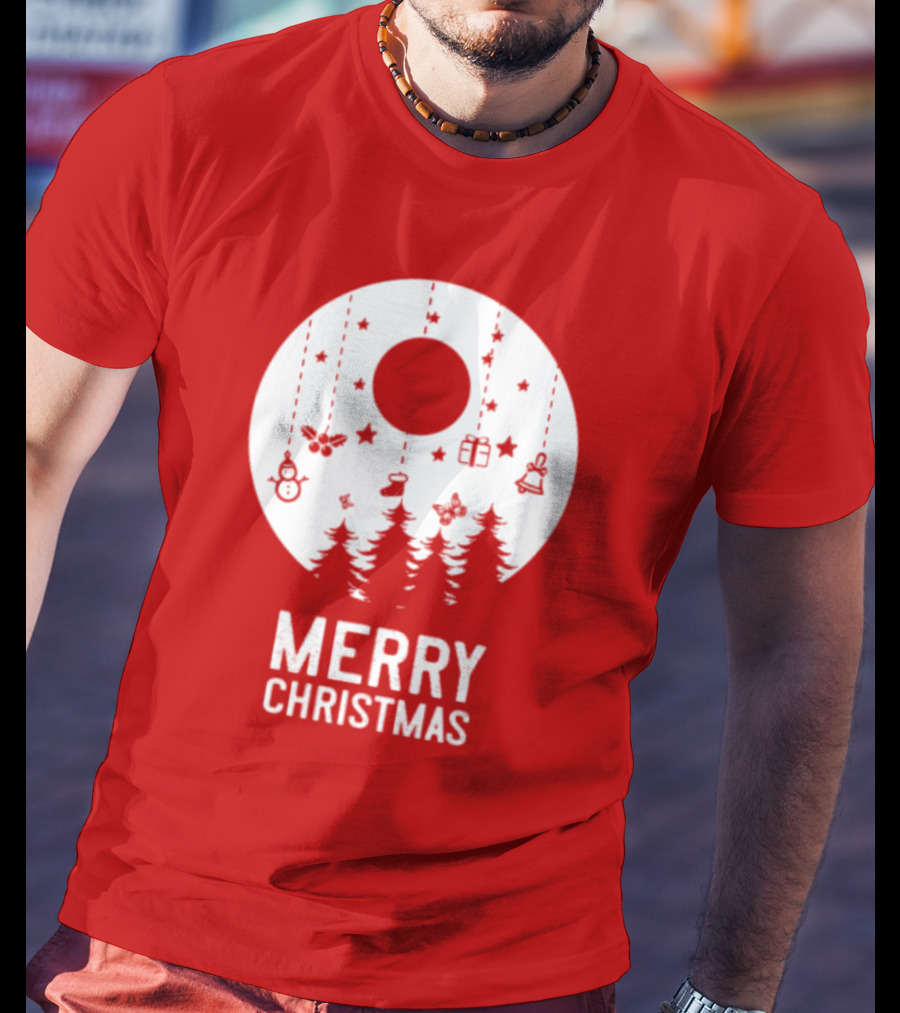 Merry Christmas Snowman Trees Stars And Presents T-Shirt