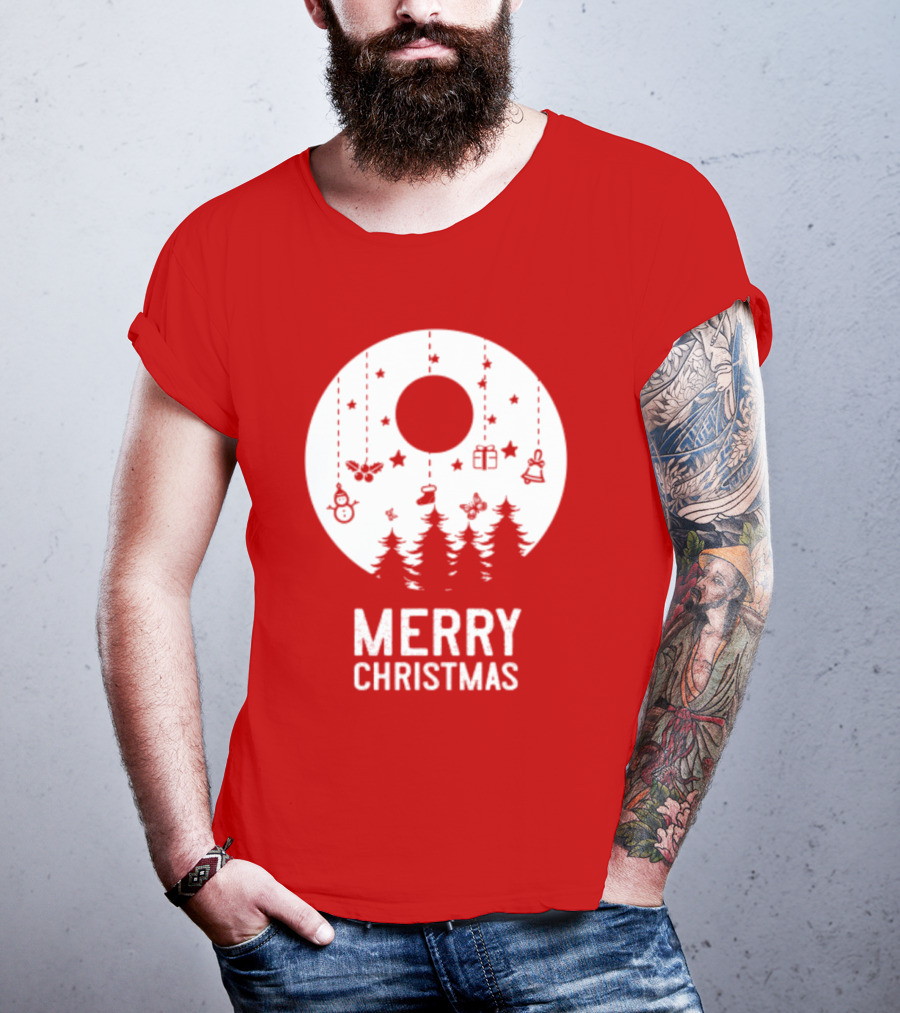Merry Christmas Snowman Trees Stars And Presents T-Shirt