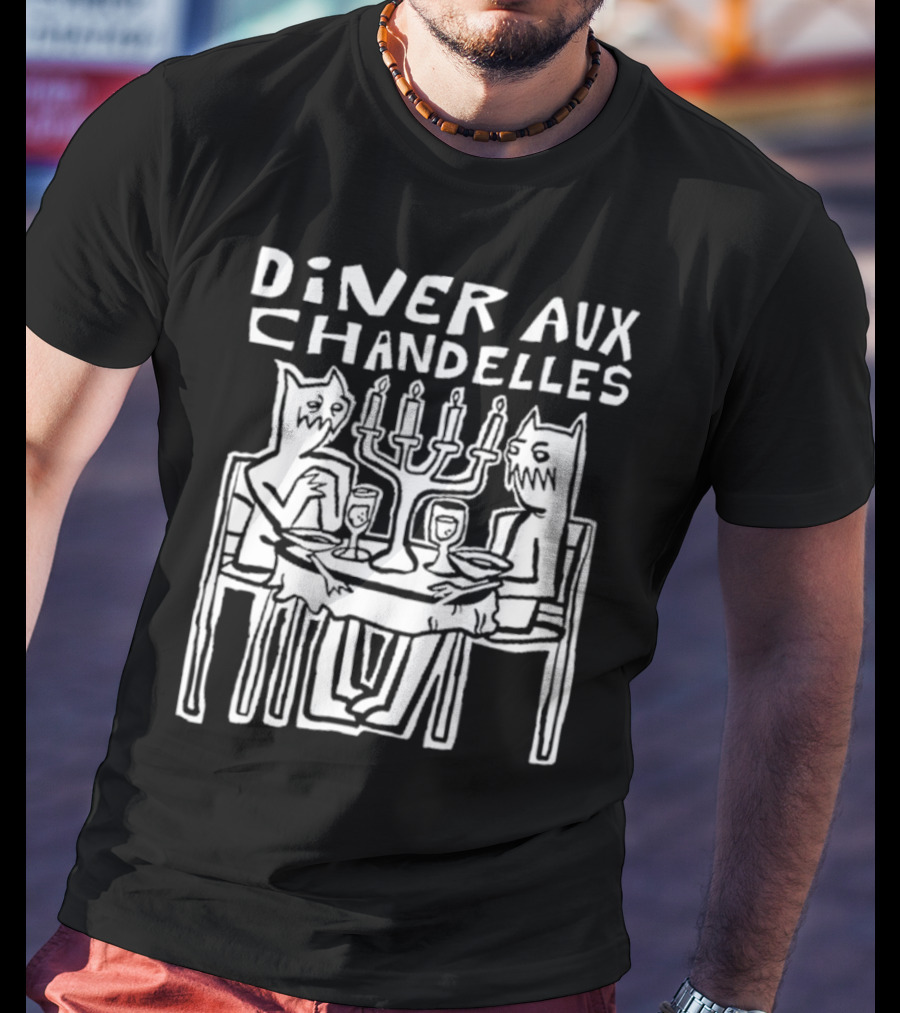 DINER AUX CHANDELLES DINNER MONSTERS CANDLELIGHT WOODCUT T-Shirt