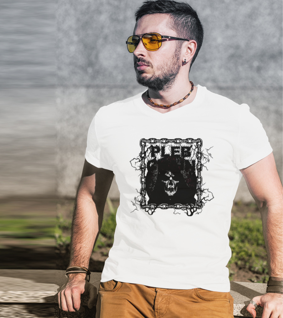 Plebchain Skull With Lightning And Chains T-Shirt