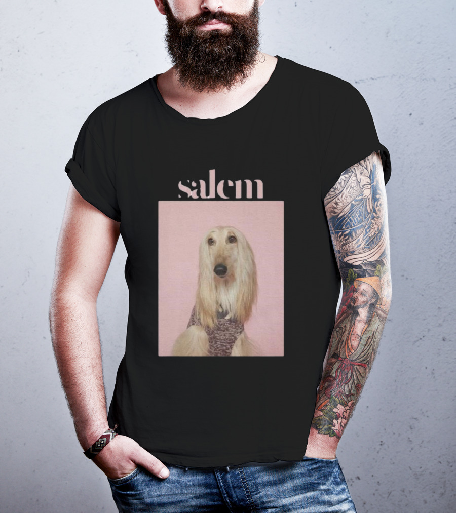 Salem Ilese Dog Afghan Hound Portrait On Pink Background T-Shirt