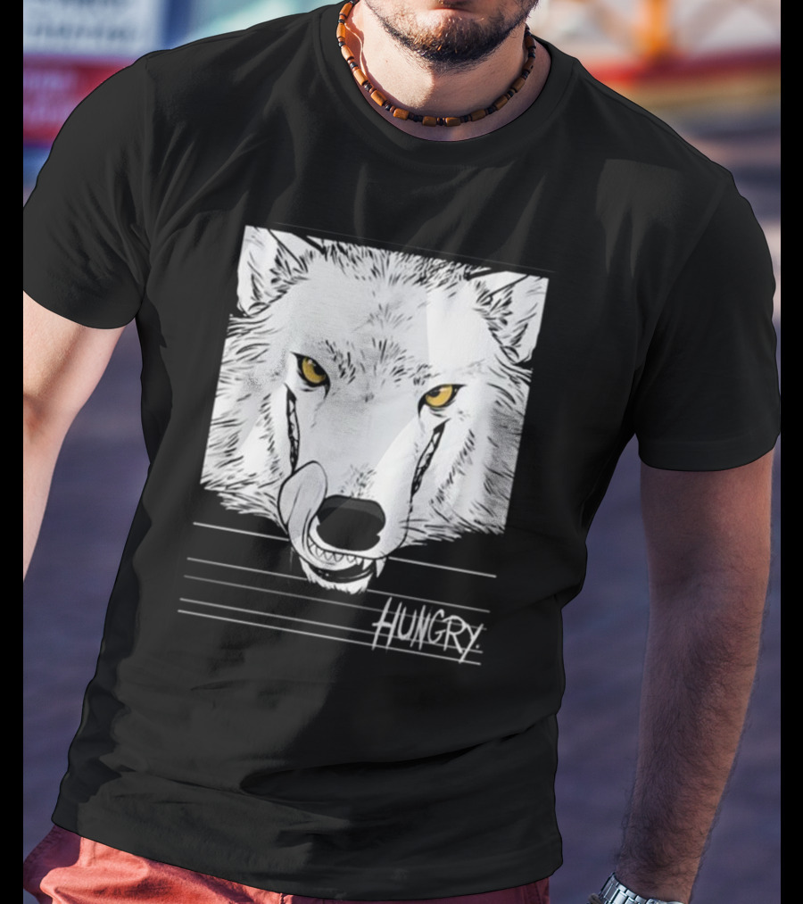 Hungry Wolf Illustration With Intense Expression T-Shirt