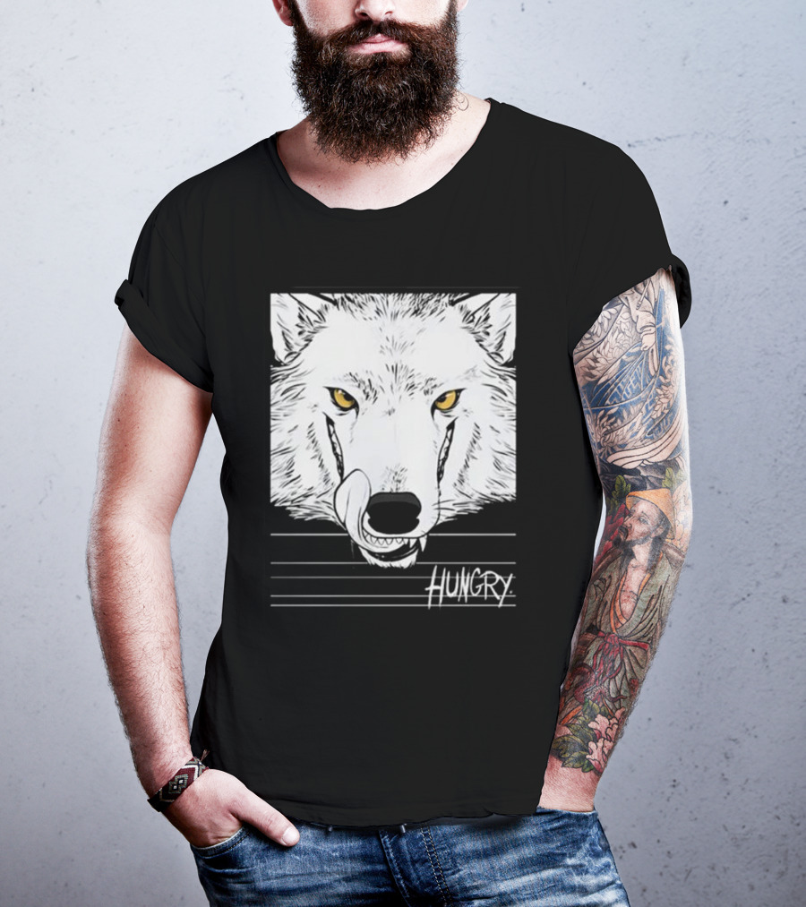 Hungry Wolf Illustration With Intense Expression T-Shirt