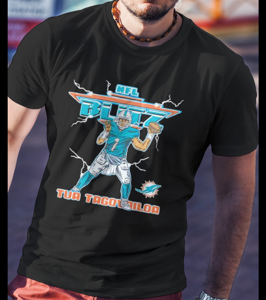 Tua Tagovailoa Miami Dolphins NFL Blitz Football T-Shirt