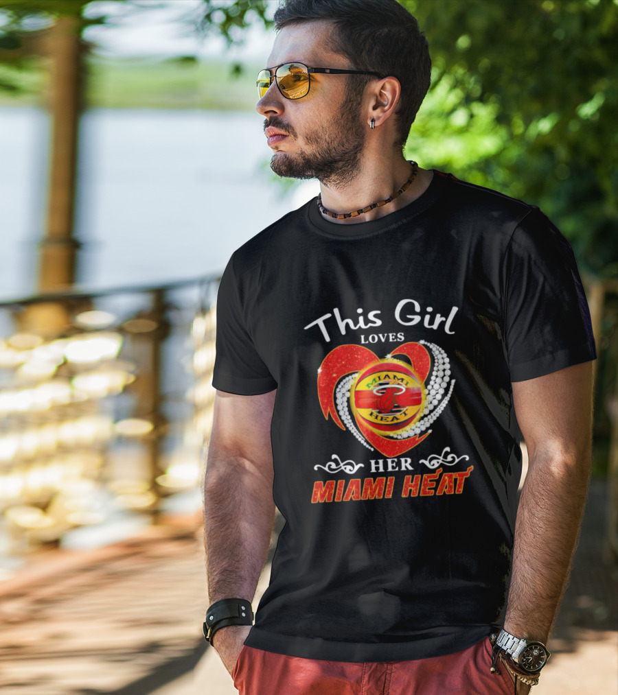 This Girl Loves Her Miami Heat Sparkling Heart T-Shirt