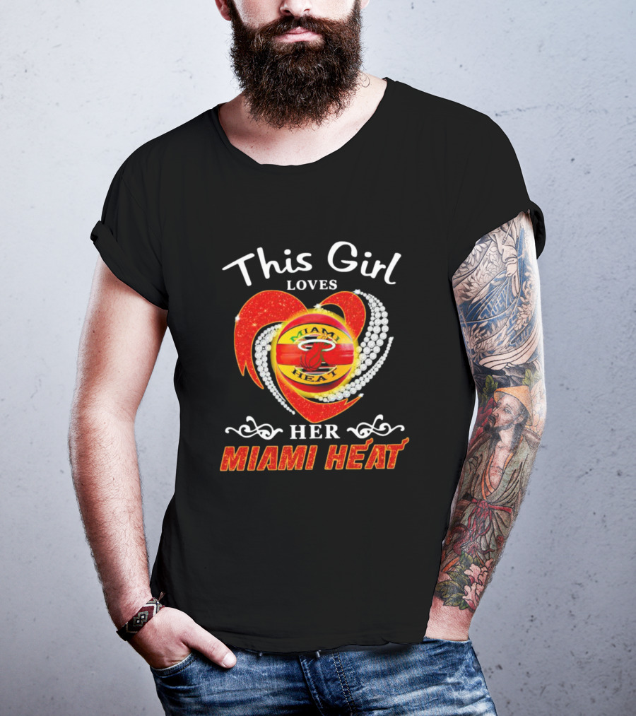 This Girl Loves Her Miami Heat Sparkling Heart T-Shirt