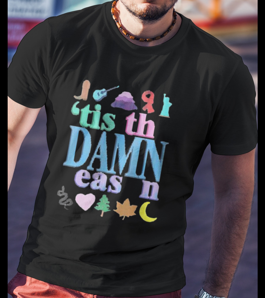 Christmas ’tis The Damn Season Colorful Icons And Symbols T-Shirt