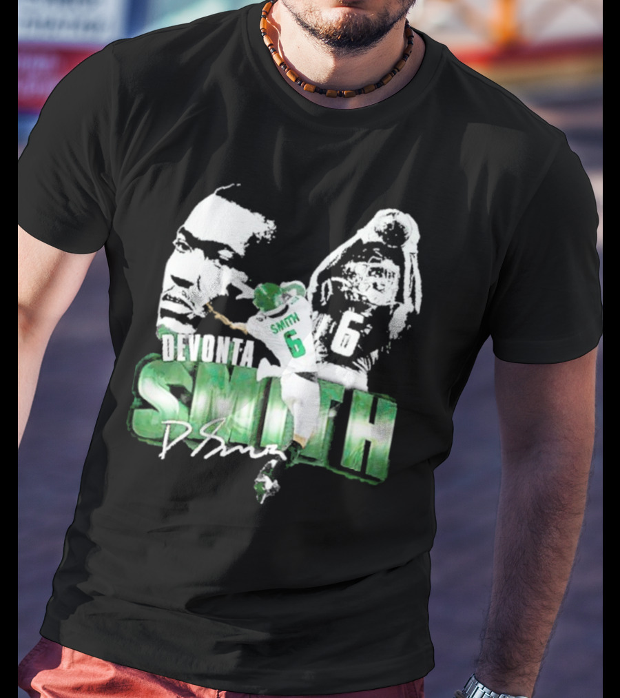 DeVonta Smith Philadelphia Number 6 Football Chrome Look T-Shirt