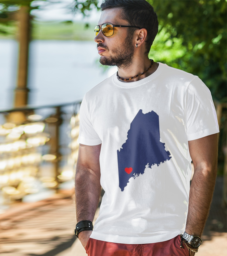Lewiston Strong Heart Map Maine T-Shirt