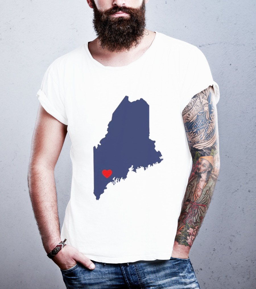 Lewiston Strong Heart Map Maine T-Shirt