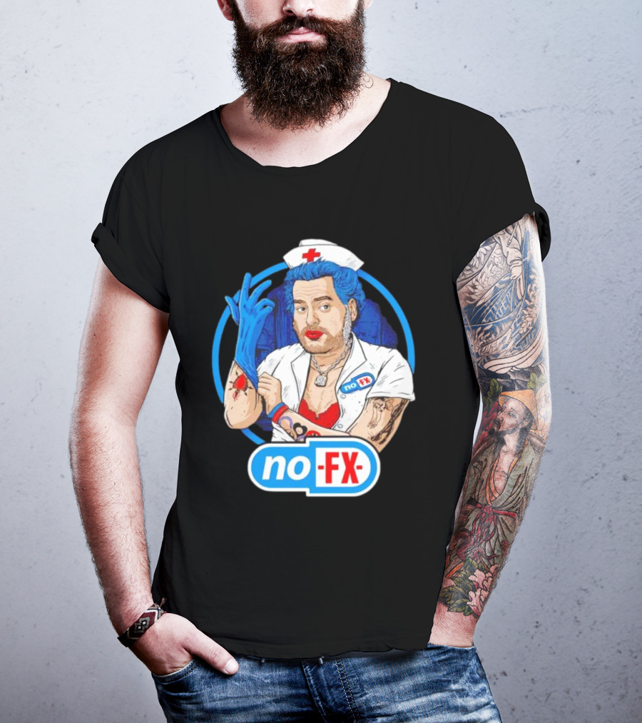 NOFX Nurse Punk Mike Tattoo Cartoon T-Shirt