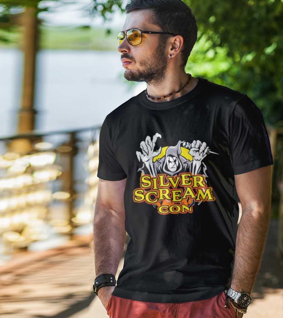 Silver Scream Con Grim Reaper With Needle And Hands T-Shirt