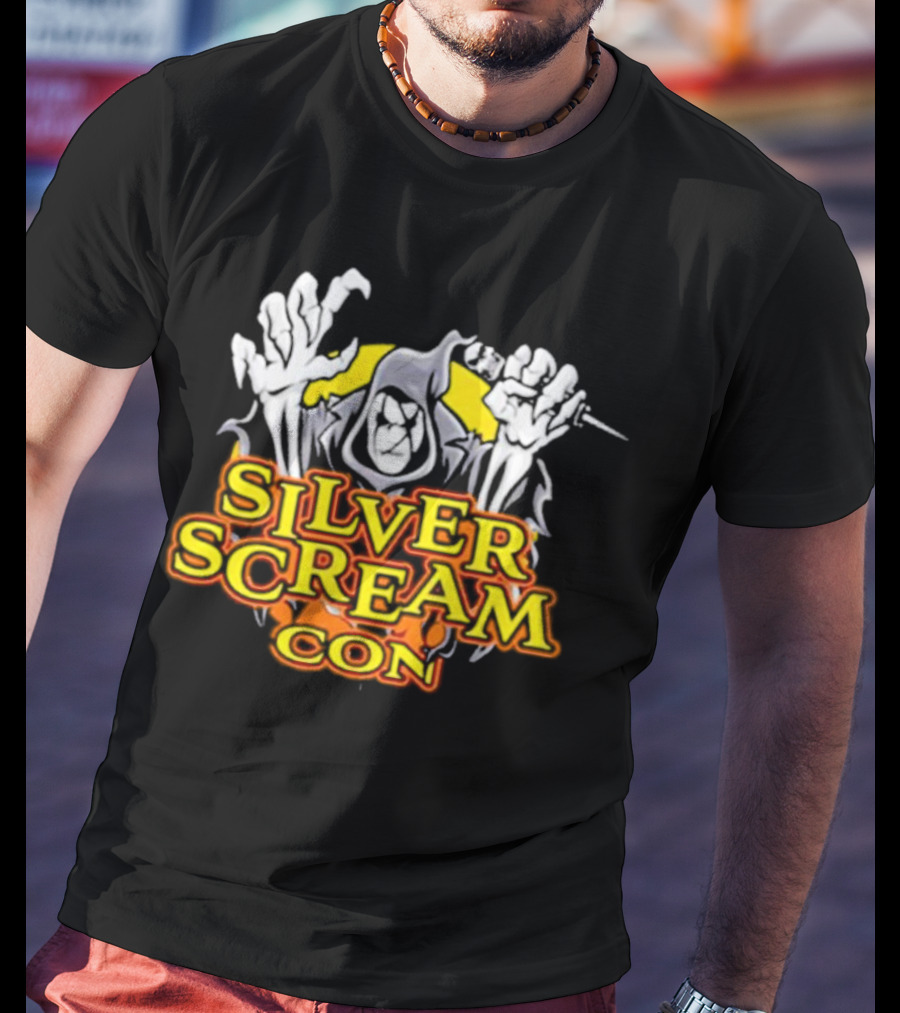 Silver Scream Con Grim Reaper With Needle And Hands T-Shirt