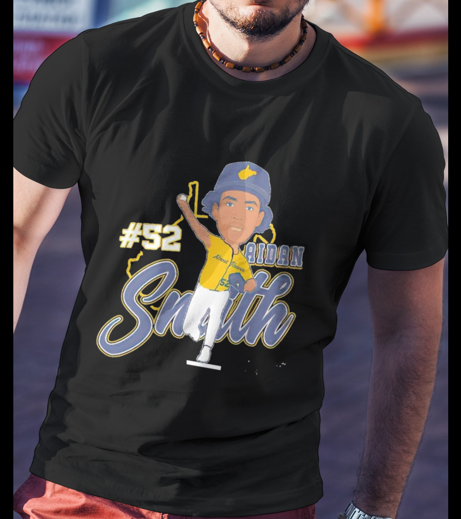 52 Aidan Smith Mountaineers Caricature Signature T-Shirt