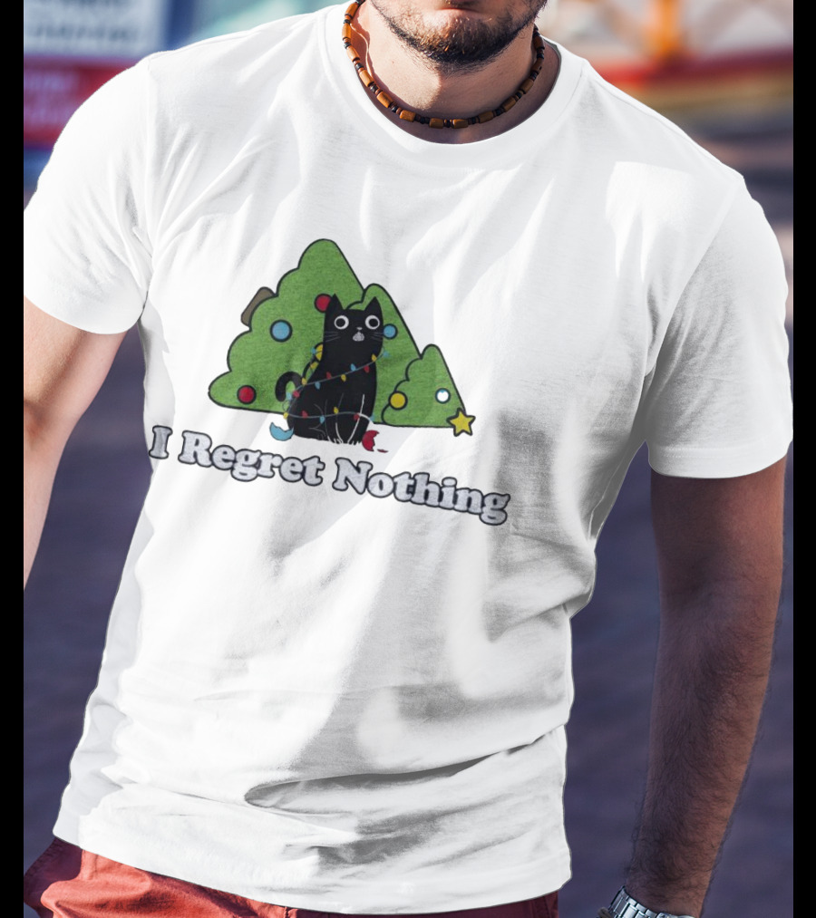 I Regret Nothing Black Cat Christmas Trees T-Shirt
