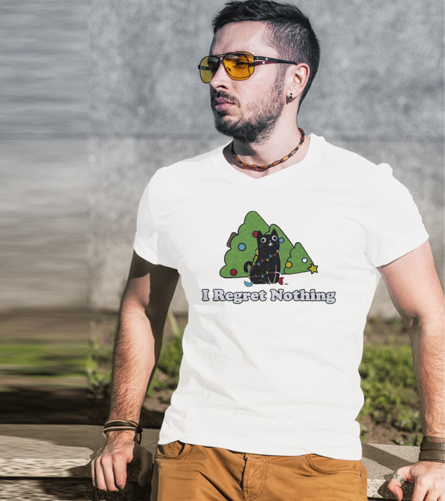 I Regret Nothing Black Cat Christmas Trees T-Shirt