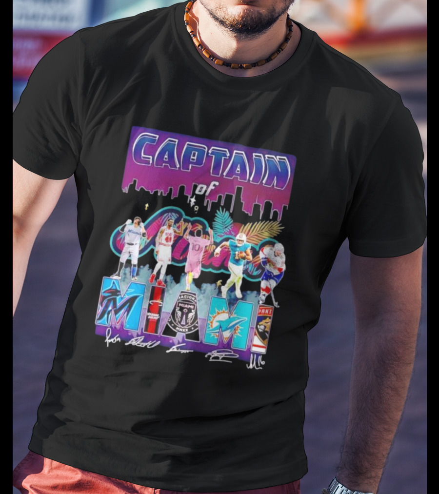 Captain Of Miami Marlins Heat Inter Dolphins Panthers T-Shirt