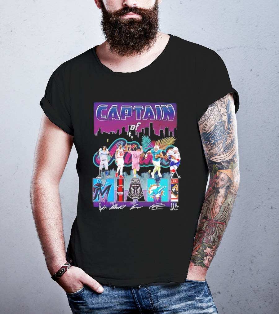 Captain Of Miami Marlins Heat Inter Dolphins Panthers T-Shirt