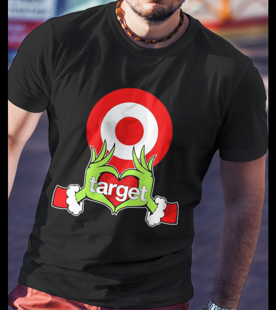 Grinch Hands Holding Heart In Front Of Target Christmas T-Shirt