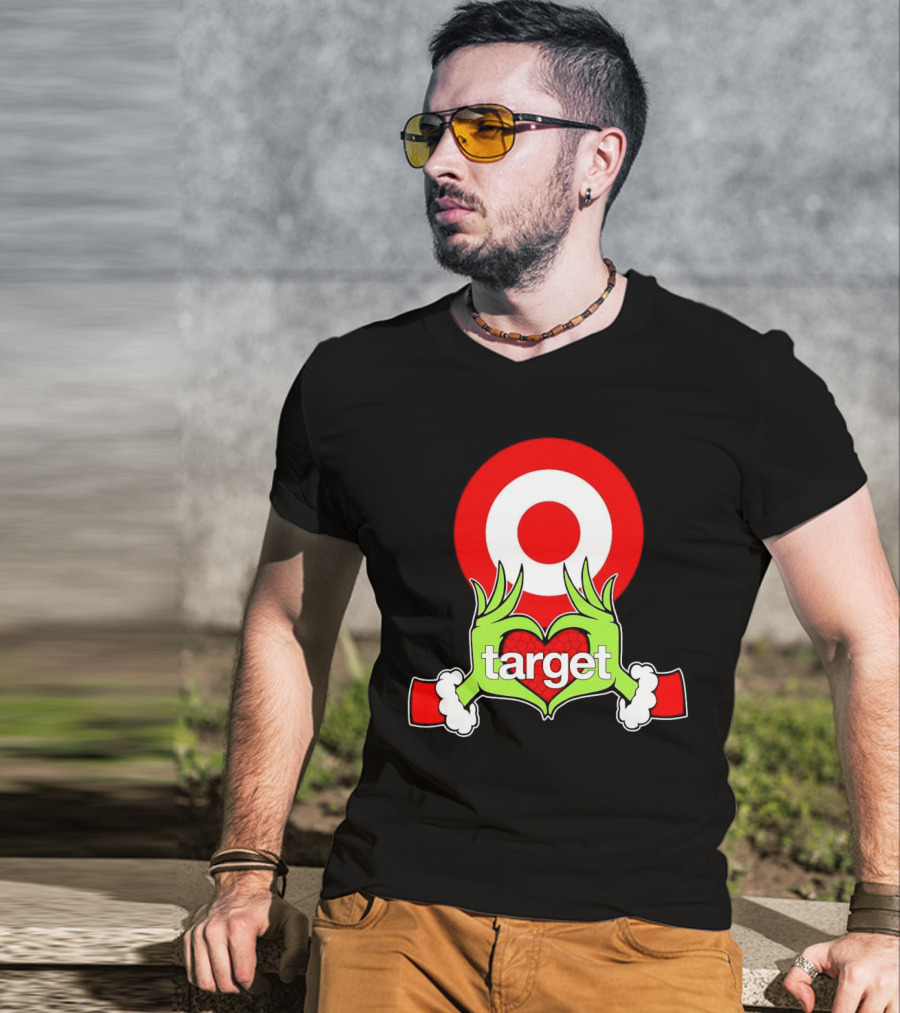 Grinch Hands Holding Heart In Front Of Target Christmas T-Shirt