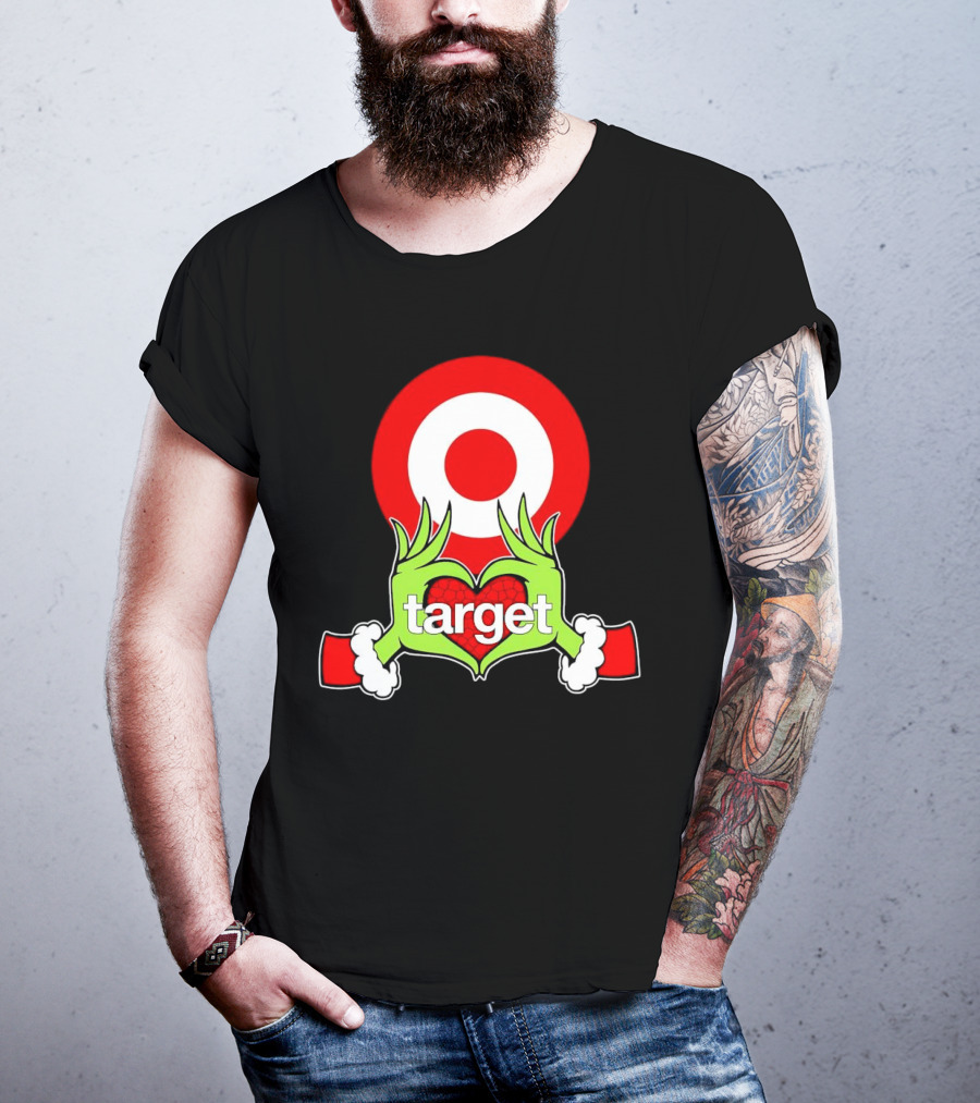 Grinch Hands Holding Heart In Front Of Target Christmas T-Shirt