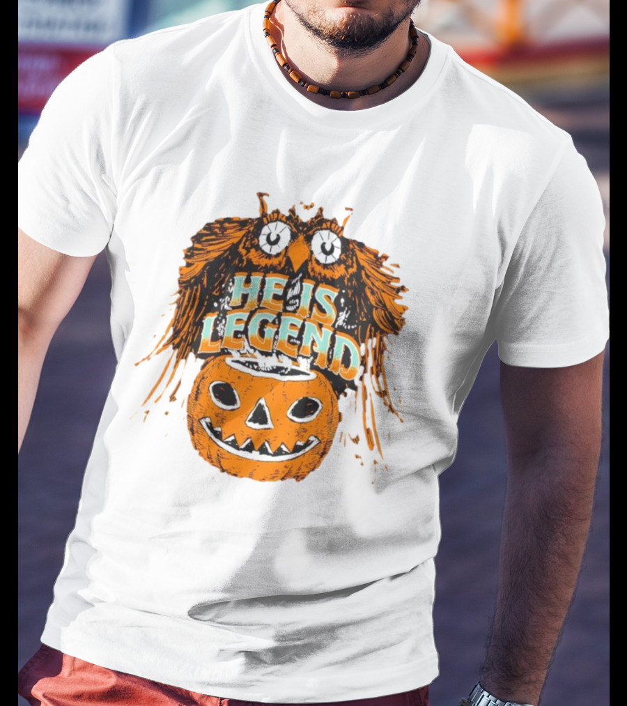 HE IS LEGEND Pumpkin Owl Halloween T-Shirt