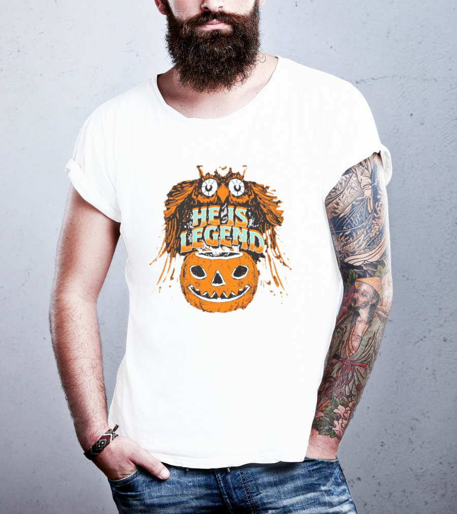 HE IS LEGEND Pumpkin Owl Halloween T-Shirt