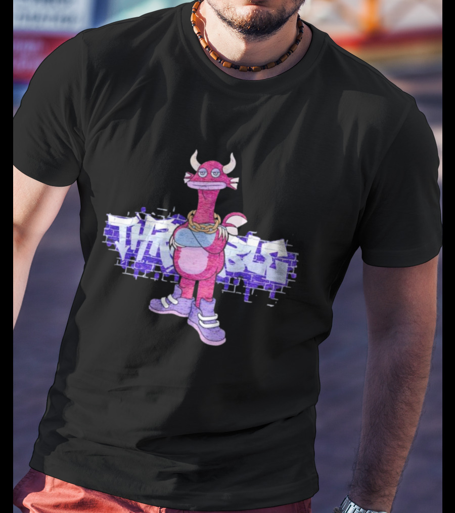 Men’s My Singing Monsters Thrumble Graffiti Style Character With Chain And Sneakers T-Shirt