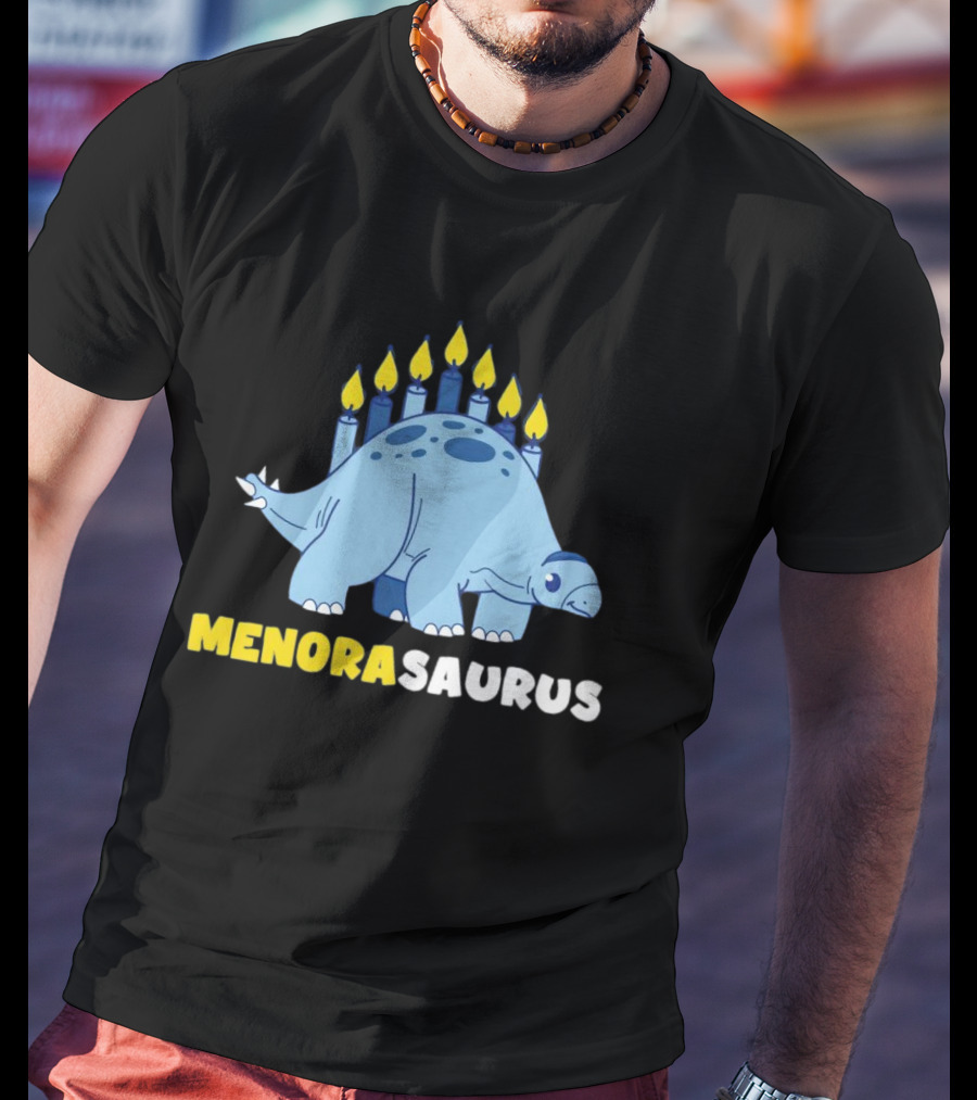 MENORASAURUS Hanukkah Dinosaur Candles T-Shirt