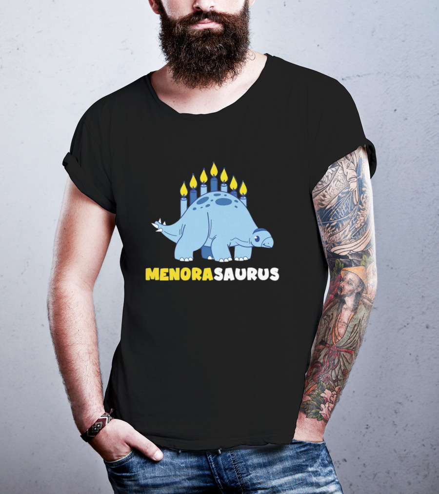 MENORASAURUS Hanukkah Dinosaur Candles T-Shirt