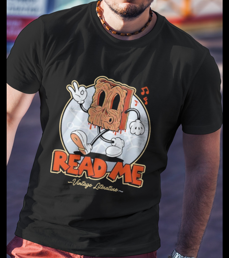 Read Me Vintage Literature Cartoon Music Peace T-Shirt