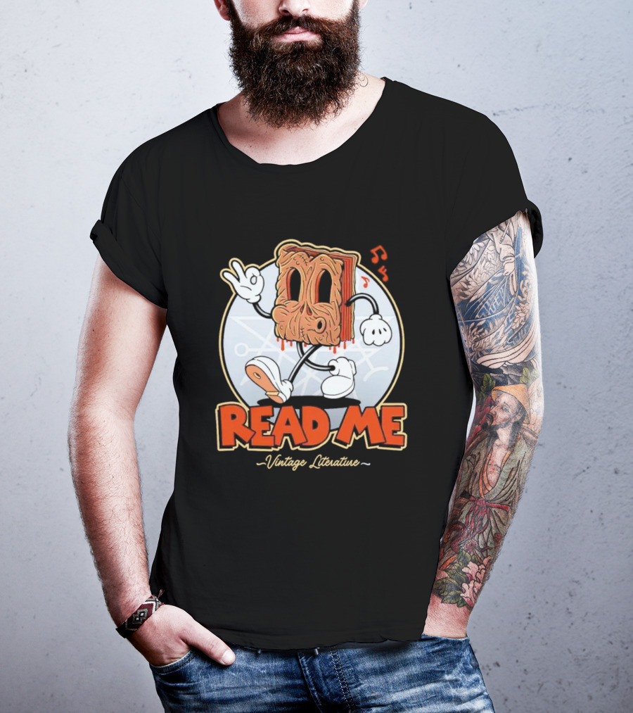 Read Me Vintage Literature Cartoon Music Peace T-Shirt