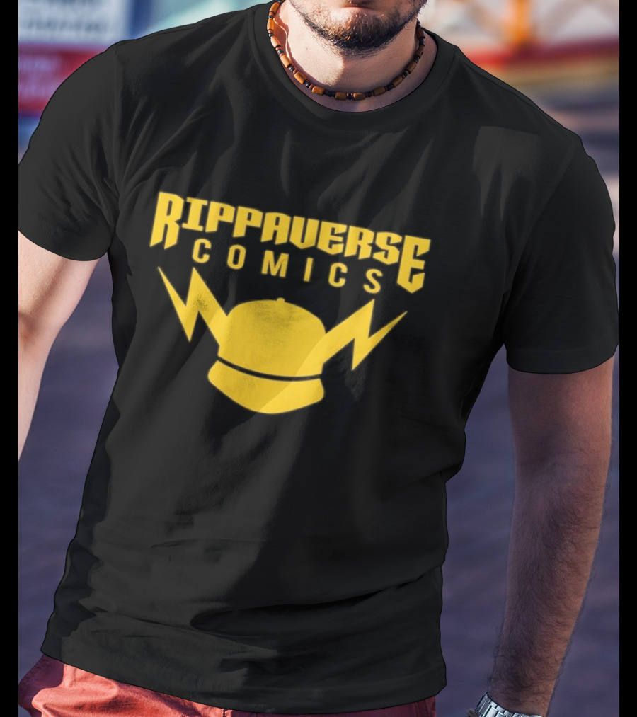 Rippaverse Comics Logo With Yellow Lightning And Cap T-Shirt