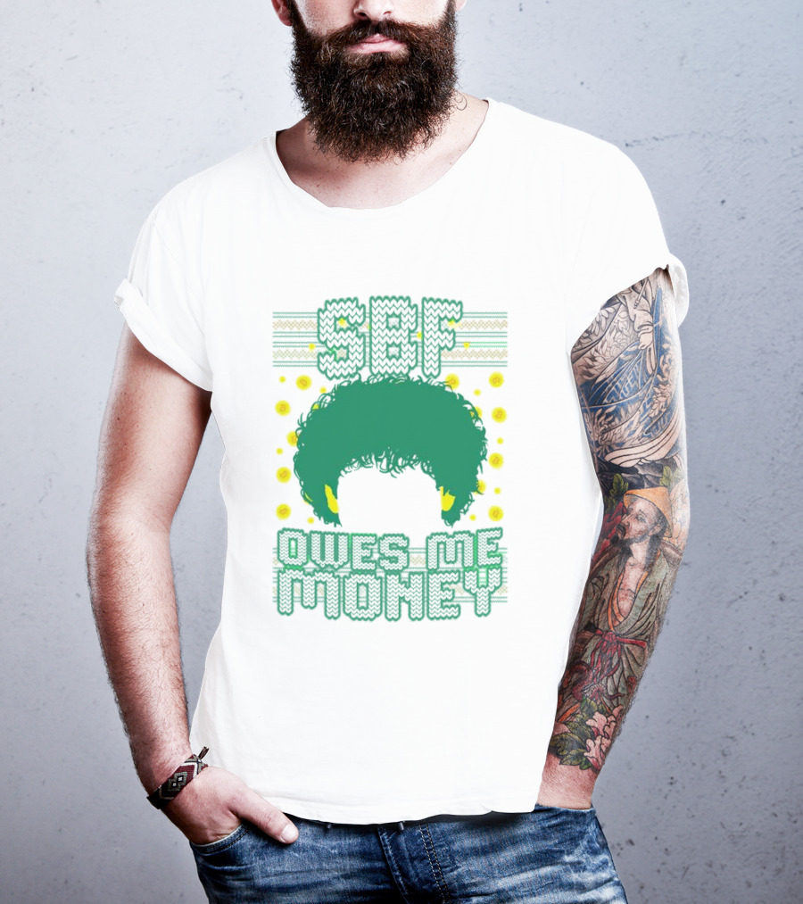 SBF Owes Me Money Christmas Sweater Style Green Hair Pixels T-Shirt