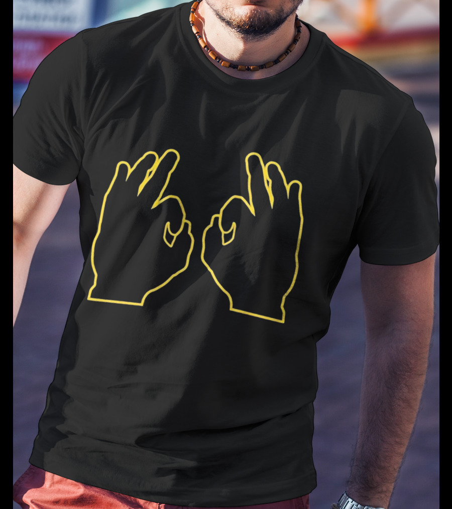 Southern Miss Three Yellow Outline Hand Gesture T-Shirt