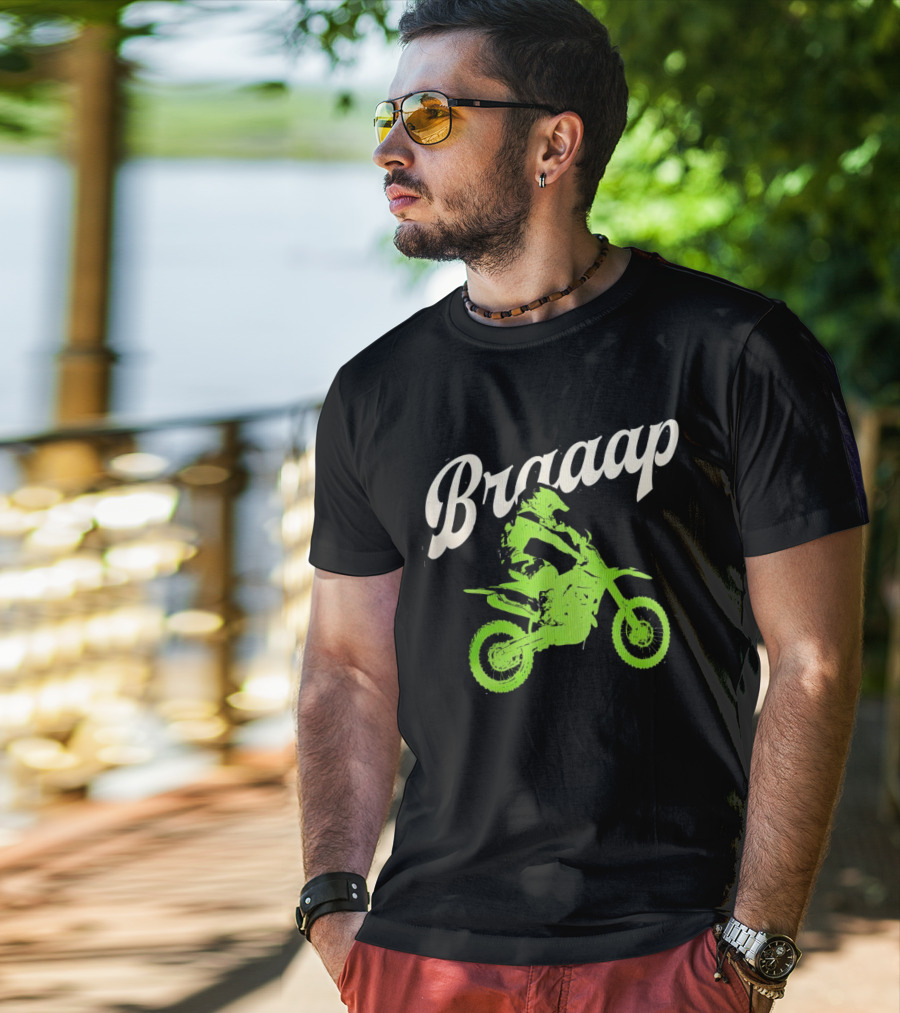 Braaap Moto Dirt Bike Racer In Action T-Shirt