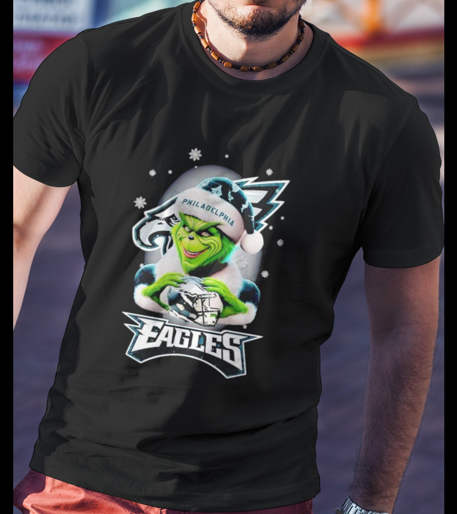 Philadelphia Eagles Grinch Christmas Snowflakes T-Shirt