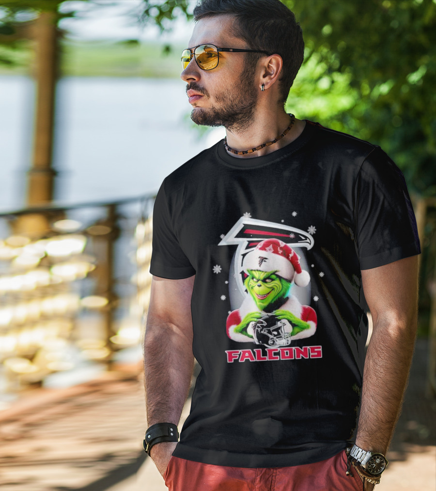 Grinch Christmas Atlanta Falcons Football Fan Holiday T-Shirt