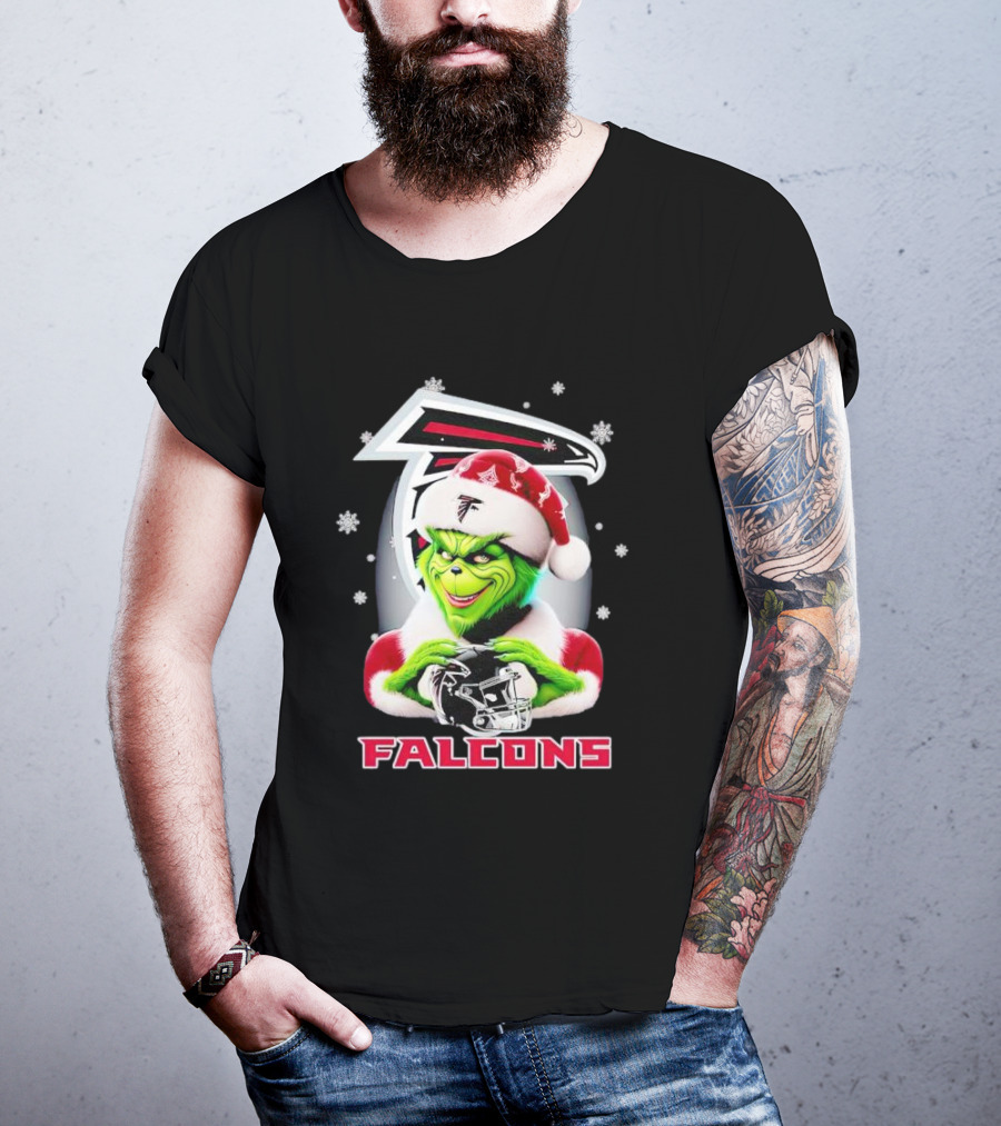 Grinch Christmas Atlanta Falcons Football Fan Holiday T-Shirt