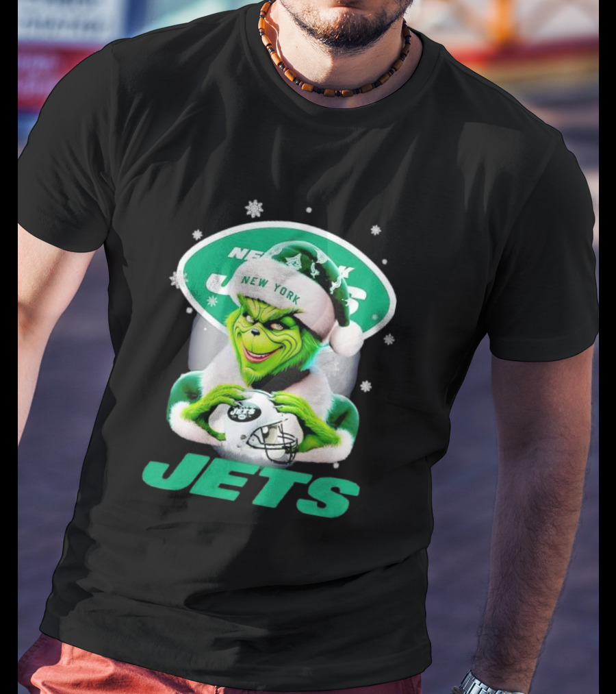Grinch New York Jets Christmas Football T-Shirt
