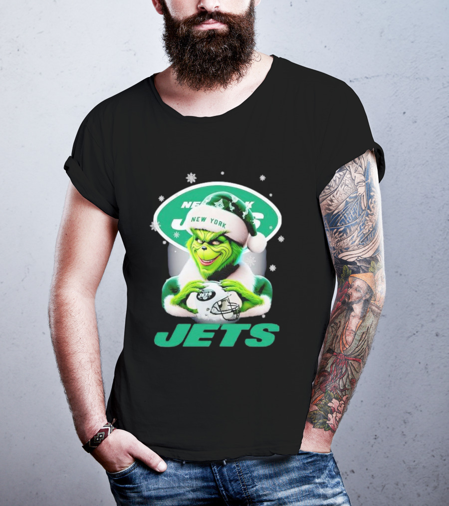 Grinch New York Jets Christmas Football T-Shirt