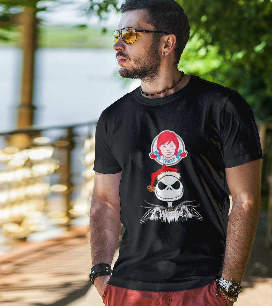 Jack Skellington Wendy’s Christmas Santa Hat Pumpkin T-Shirt